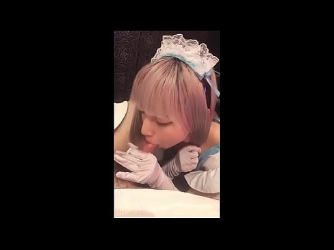 ❤️ Japoński Idol [mayuka], kostium francuskiej pokojówki, część 1, obciąganie i walenie konia z balsamem ️ Sluts at us ❤